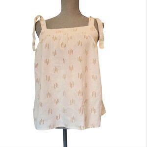 Sonoma Cream Sleeveless Flowy Tie Front Cotton Top Size M Medium
